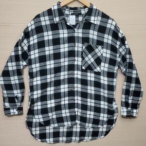Ambiance Black and White Casual Button Down Shirt